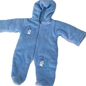 Little Diamonds baby blue bear snowsuit size 3 Mth
